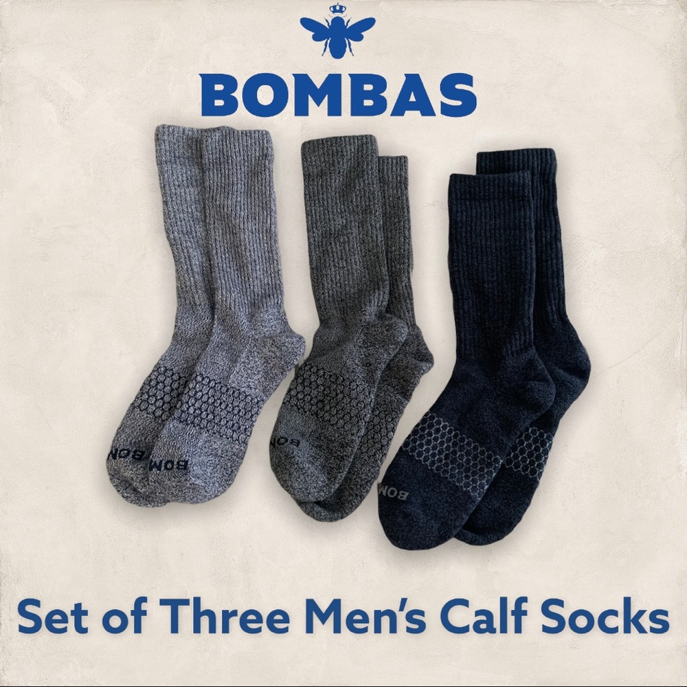 NWOT Bombas Set of Three Men’s Calf Socks